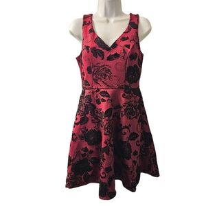Charlotte Russe Maroon Satin Dress with Black Velvet Roses Size Medium NWOT